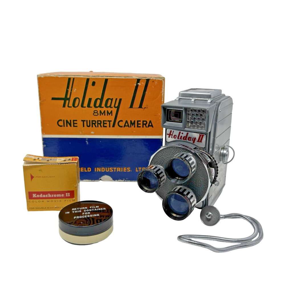 Vintage Holiday II 8mm Cine Turret Camera w/ Box & Kodachrome II Film Untested